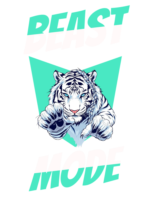 White Tiger Beast Mode Tee for Bold Doers and Athletes