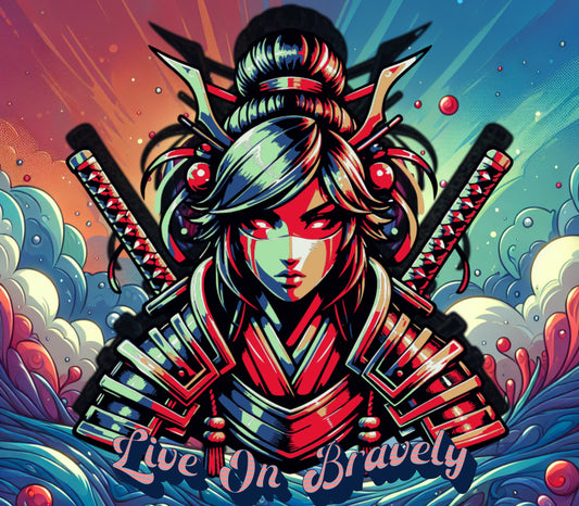Samurai Women Live On Bravely Tee For Bold Fearless Women