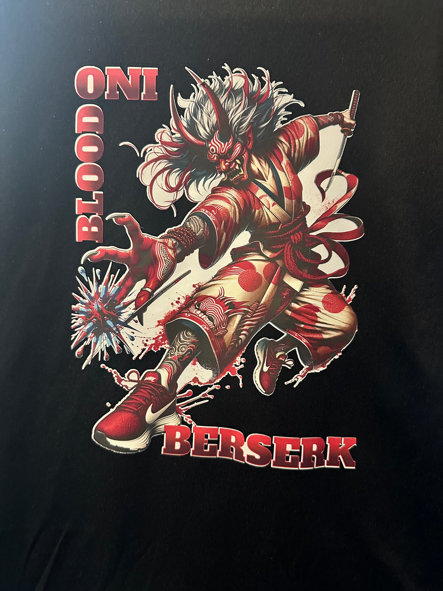 Oni's Blood Graphic Tee For Dark Fantasy Fans Bold Design
