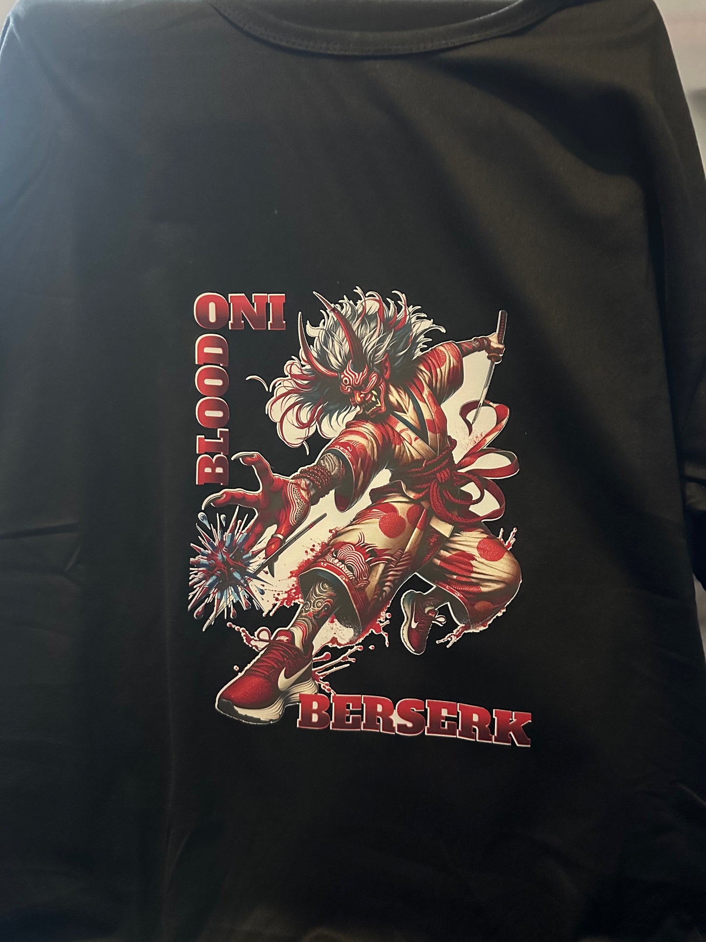 Oni's Blood Graphic Tee For Dark Fantasy Fans Bold Design