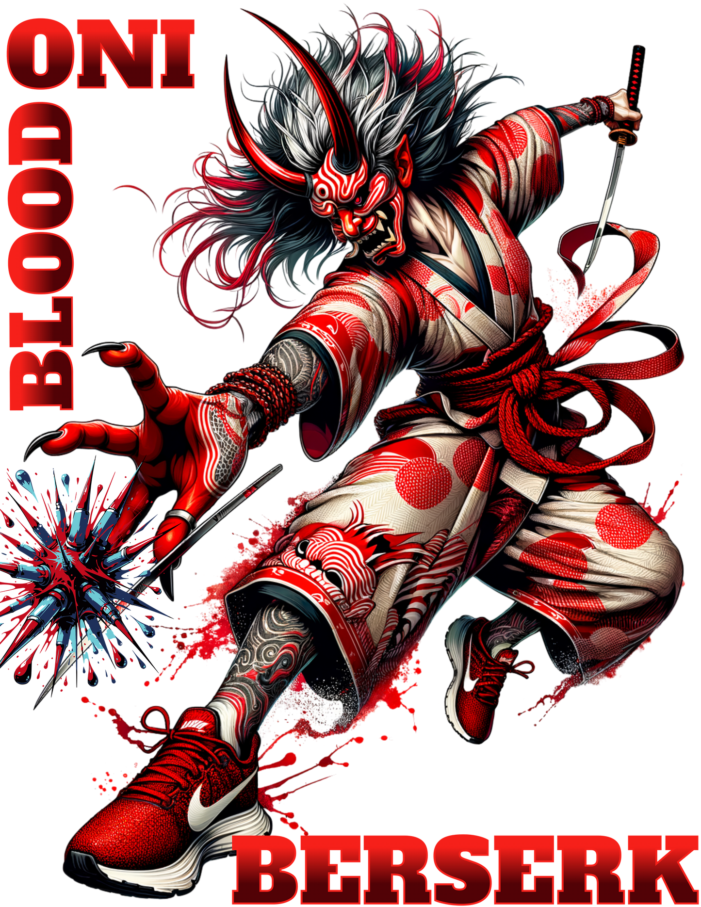 Oni's Blood Graphic Tee For Dark Fantasy Fans Bold Design