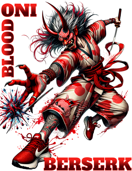 Oni's Blood Graphic Tee For Dark Fantasy Fans Bold Design